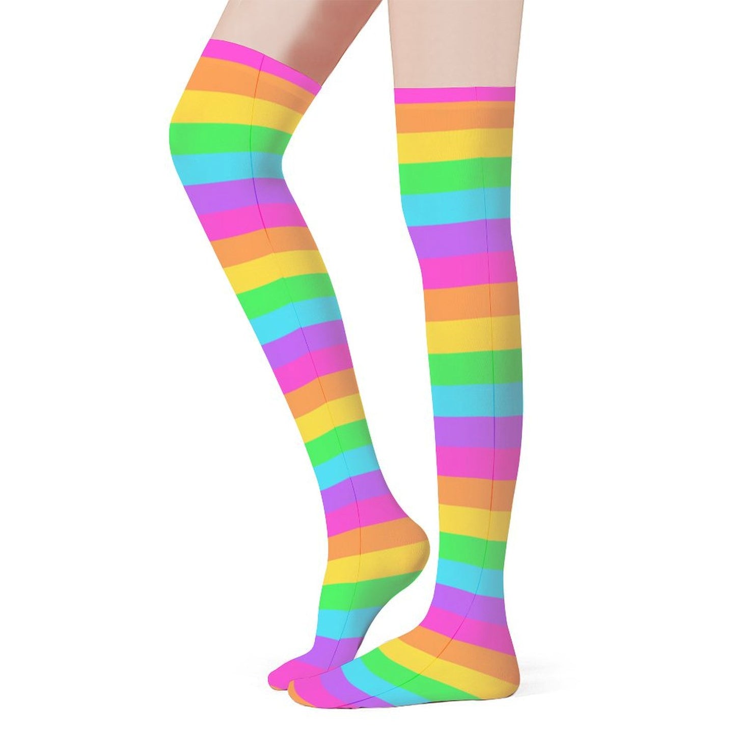 Rainbow Wonderland Over Knee Stocking Socks (Stripes)