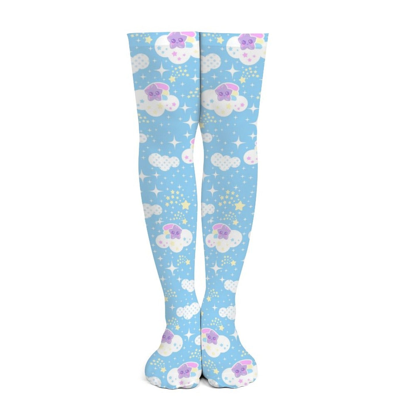 Shooting Star Clouds Over Knee Stocking Socks (Blue)