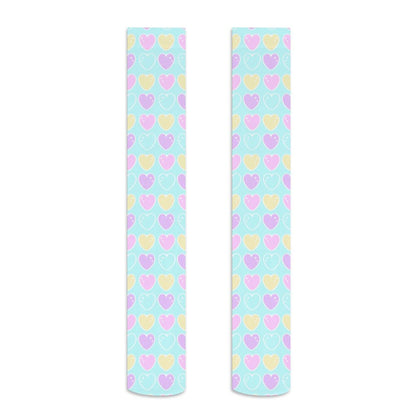 Sweet Love Hearts Over Knee Stocking Socks (Blue)