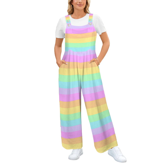 kawaii fashion pastel rainbow overalls jumpsuit harajuku fashion jfashion decora kei pop kei yumekawaii cutecore