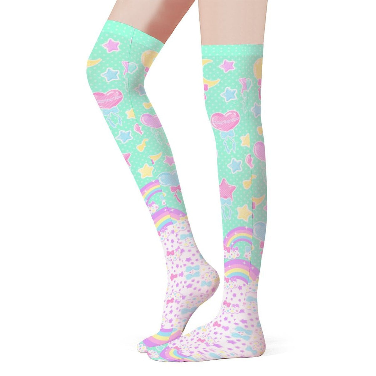 Pastel Party Over Knee Stocking Socks (Mint)