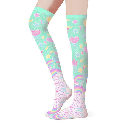 Pastel Party Over Knee Stocking Socks (Mint)