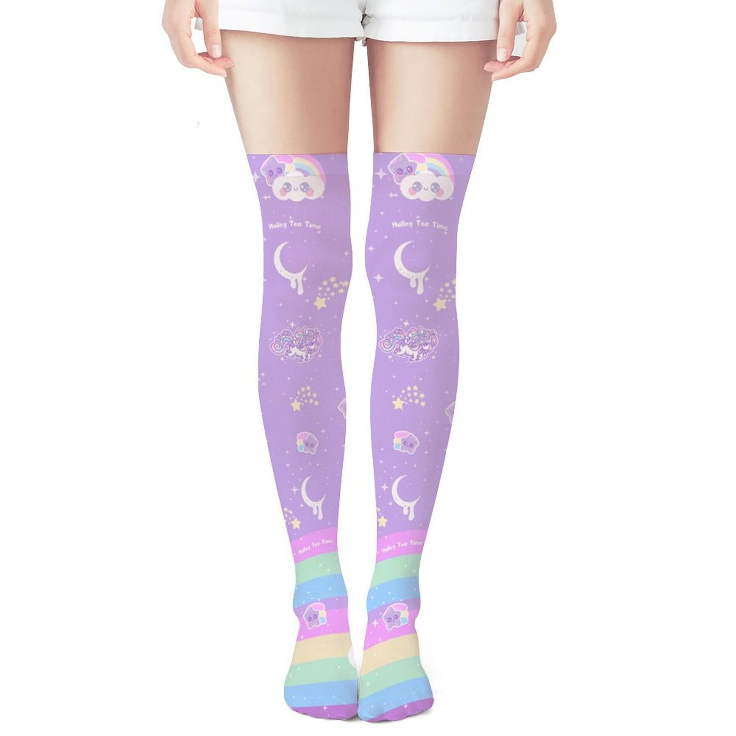 Rainbow Stardust Unicorn Over Knee Stocking Socks