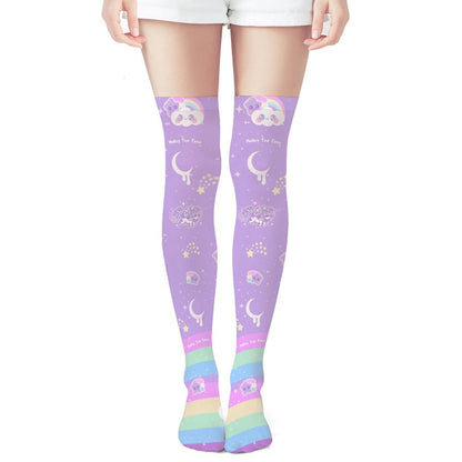 Rainbow Stardust Unicorn Over Knee Stocking Socks