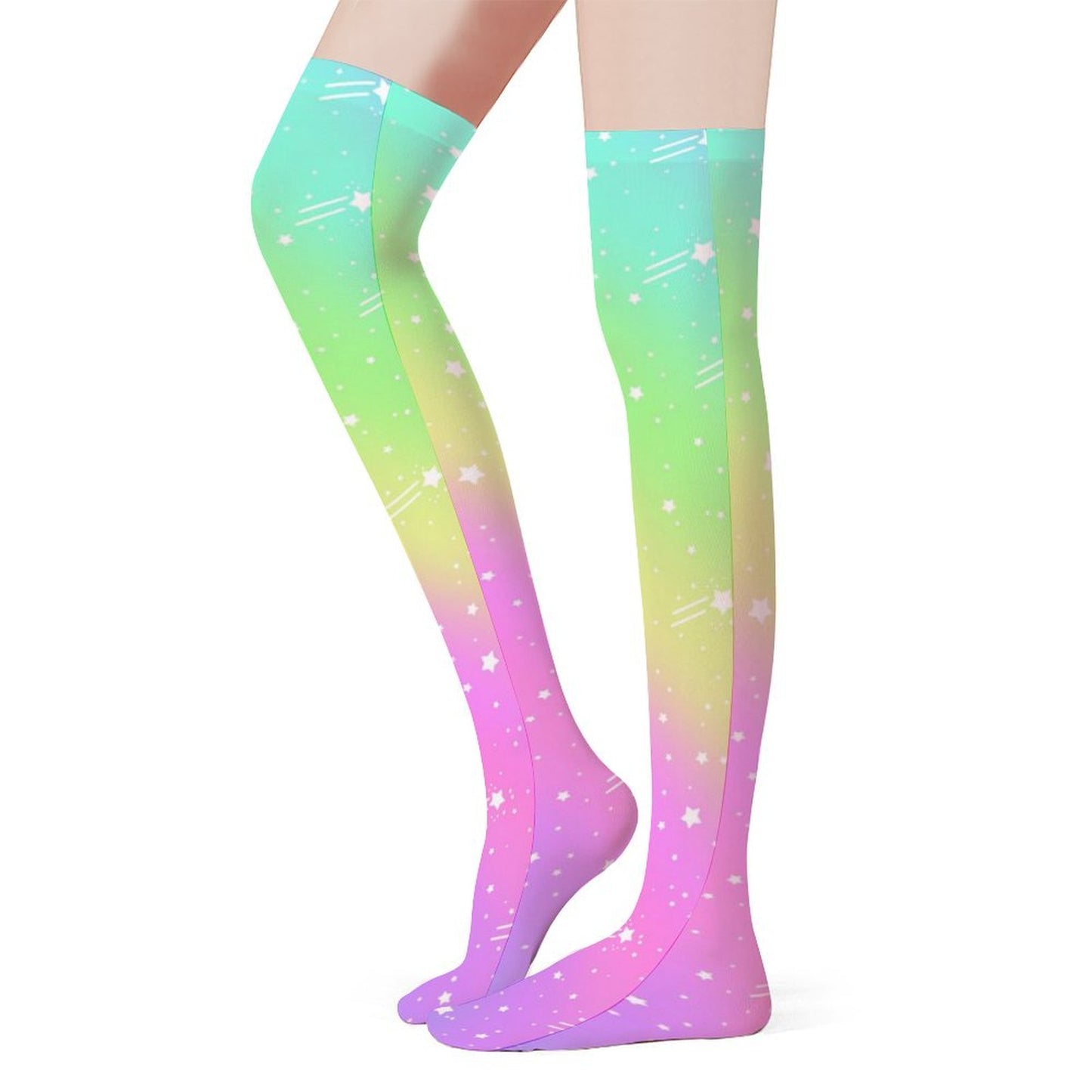 Wishful Rainbow Over Knee Stocking Socks