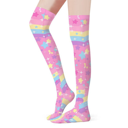 Bubbles Rainbow Land Over Knee Stocking Socks