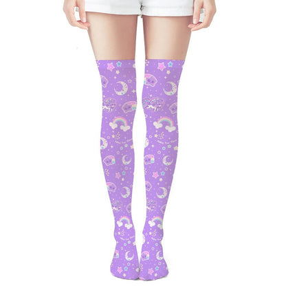 Rainbow Stardust Unicorn Friends Over Knee Stocking Socks