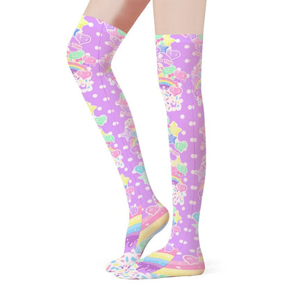 Rainbow Sweets Over Knee Stocking Socks (Purple)