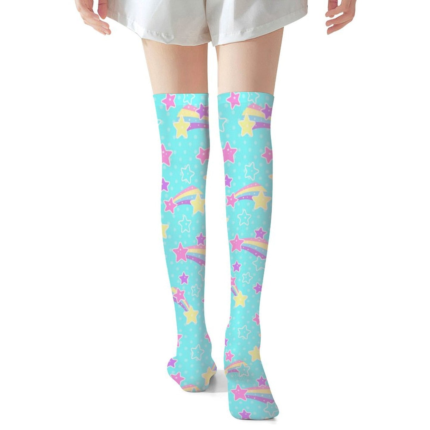 Starry Party Over Knee Stocking Socks (Blue)
