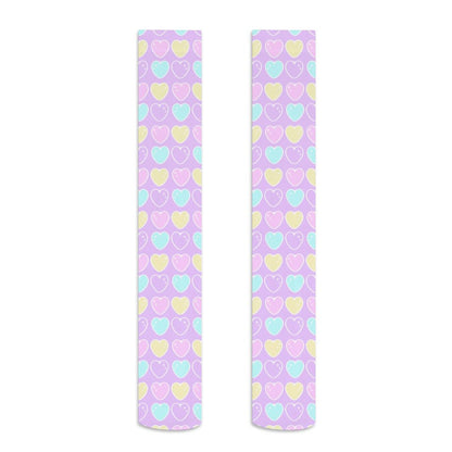 Sweet Love Hearts Over Knee Stocking Socks (Purple)