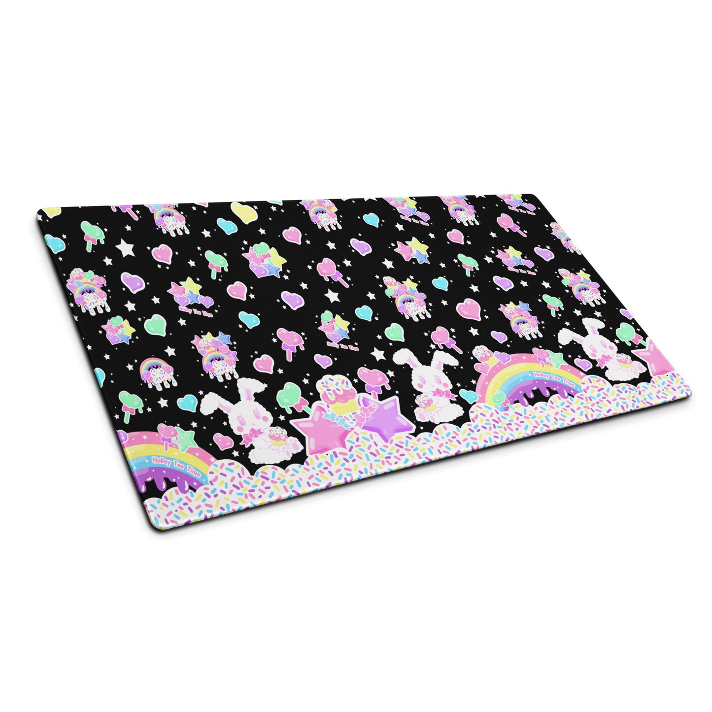 Rainbow Sweets Desk Mat Gaming Mouse Pad (Black)