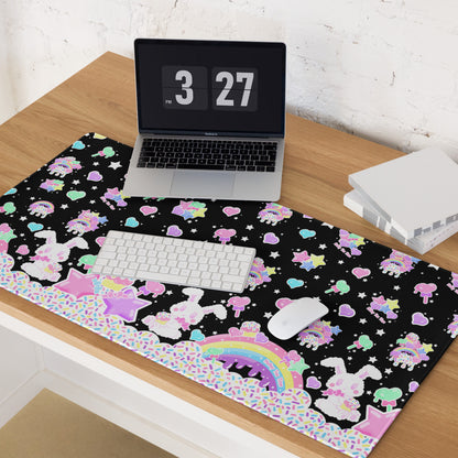 Rainbow Sweets Desk Mat Gaming Mouse Pad (Black)