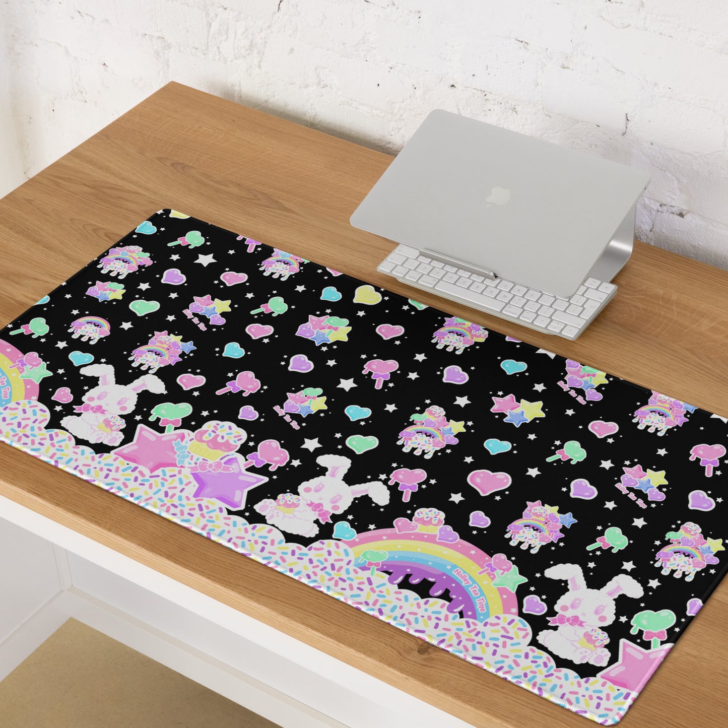 Rainbow Sweets Desk Mat Gaming Mouse Pad (Black)