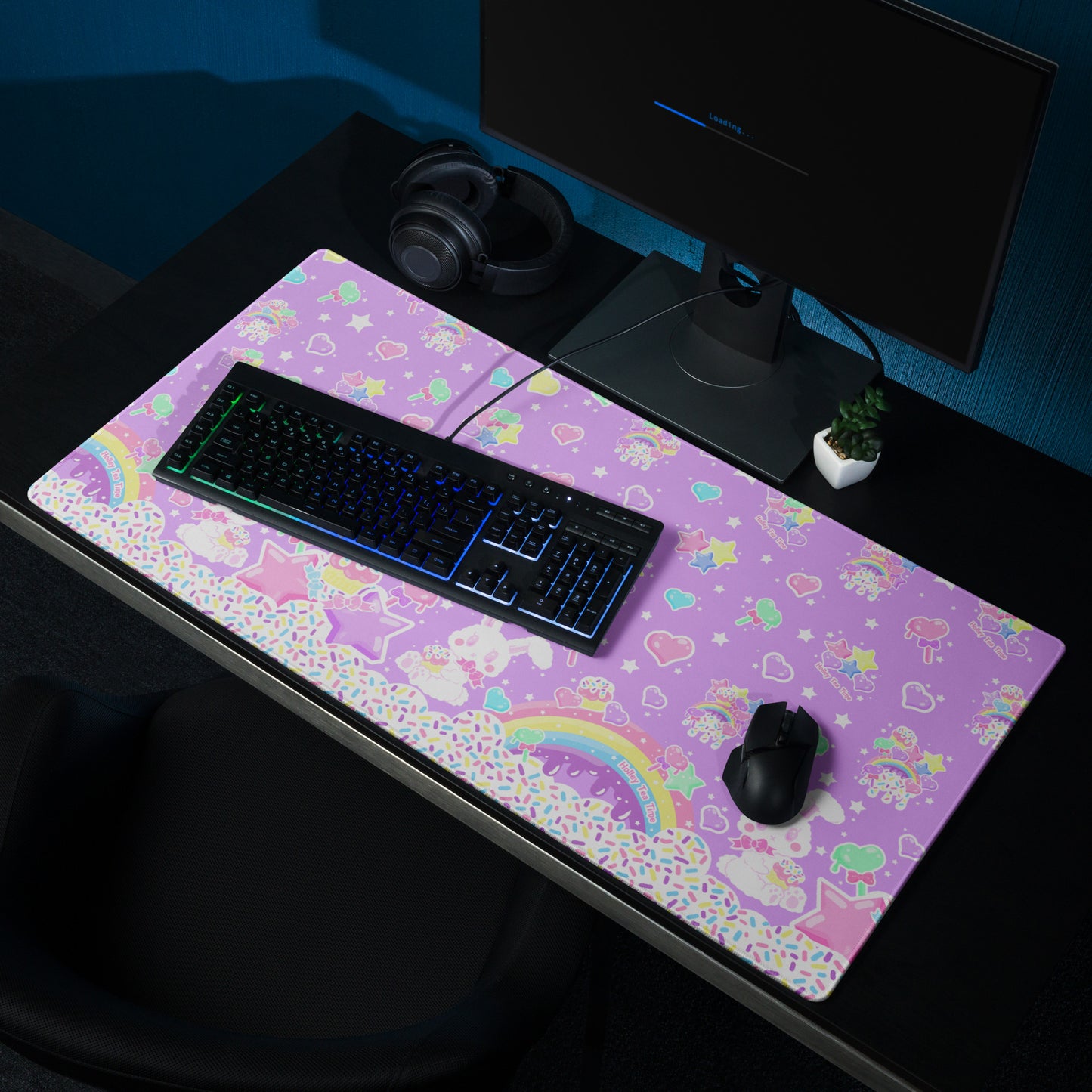 Rainbow Sweets Desk Mat Gaming Mouse Pad (Purple)
