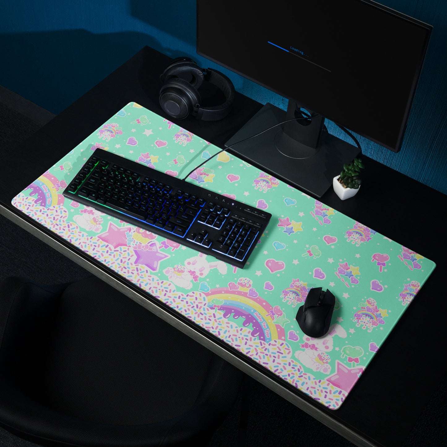 Rainbow Sweets Desk Mat Gaming Mouse Pad (Mint)