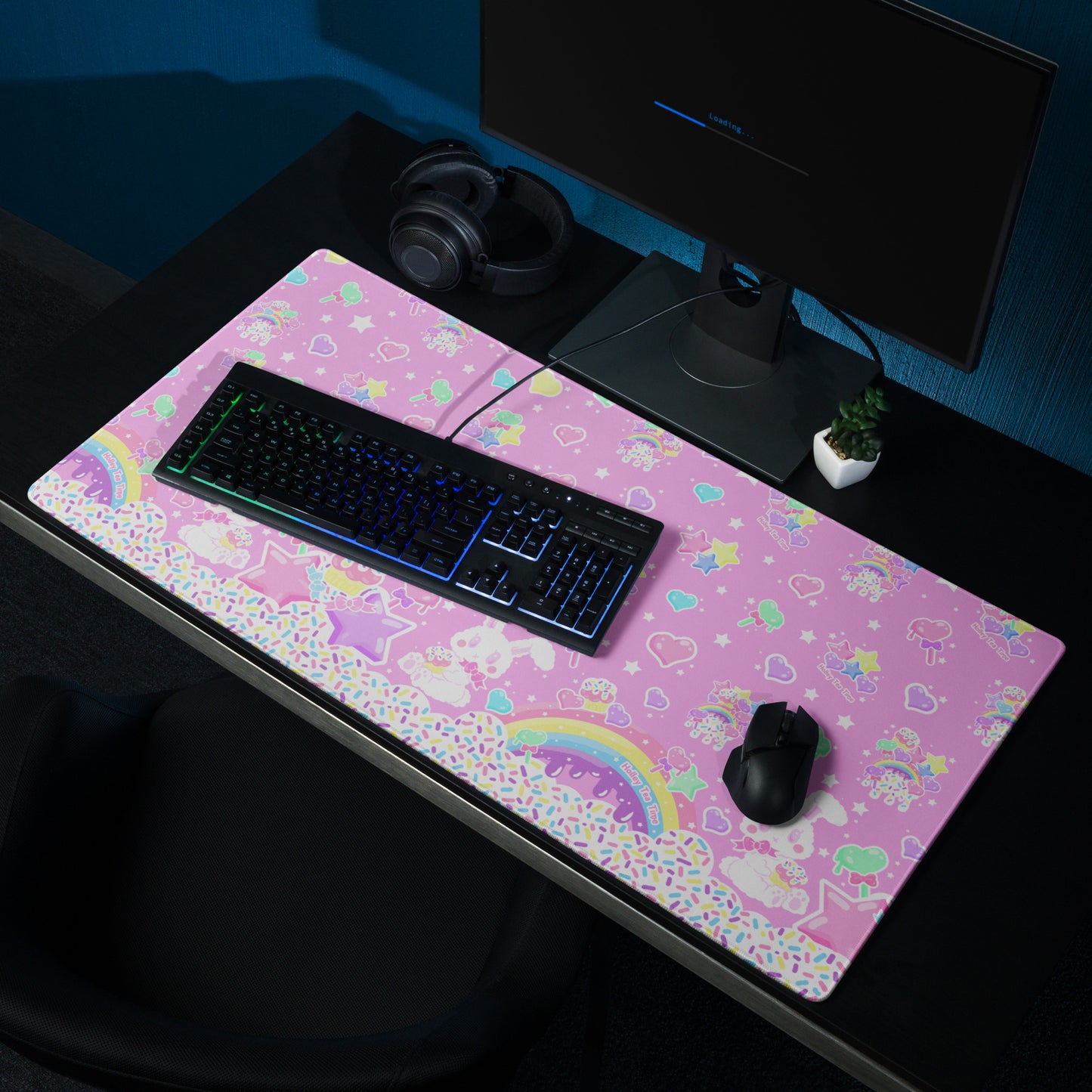 Rainbow Sweets Desk Mat Gaming Mouse Pad (Pink)