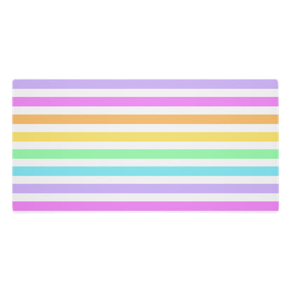 Fruity Rainbow Desk Mat Gaming Mouse Pad Stripes colorful kawaii cute 