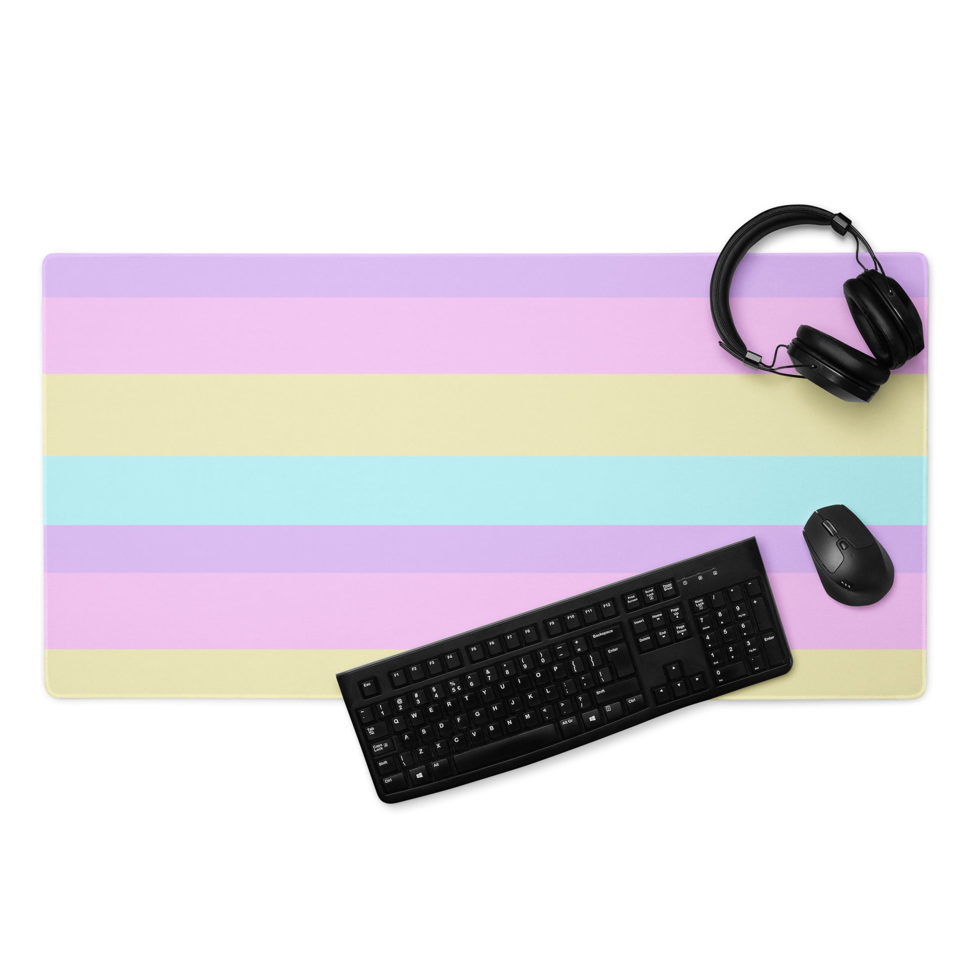 Kawaii cute Pastel Stripes Desk Mat Gaming Mouse Pad cutecore jojifuku fairy kei yume kawaii harajuku style jfashion color block colorful  
