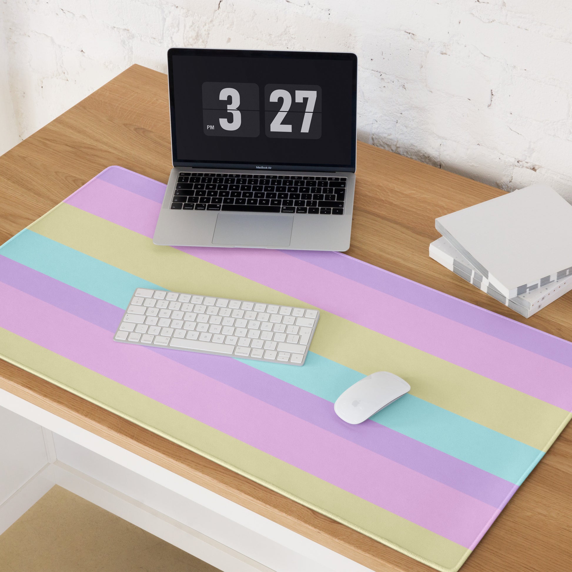 Kawaii cute Pastel Stripes Desk Mat Gaming Mouse Pad cutecore jojifuku fairy kei yume kawaii harajuku style jfashion color block colorful  