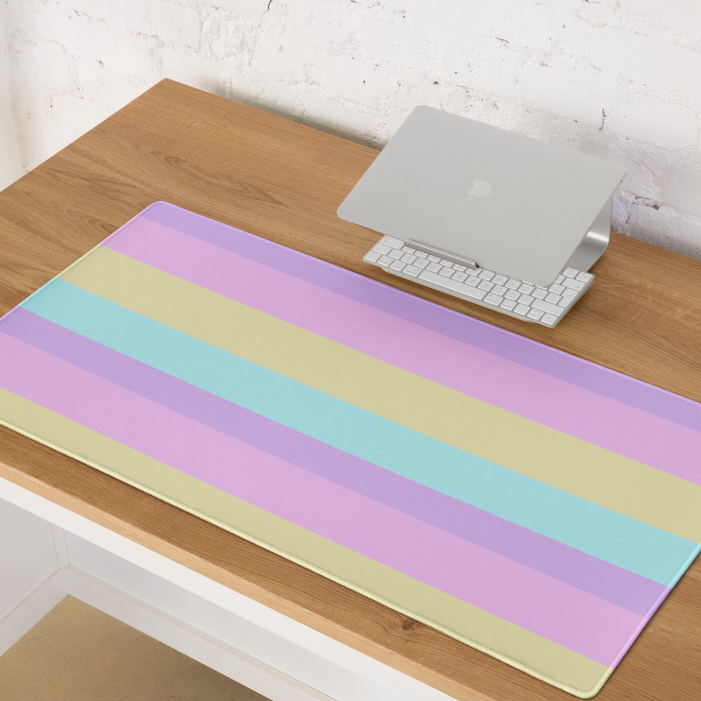 Kawaii cute Pastel Stripes Desk Mat Gaming Mouse Pad cutecore jojifuku fairy kei yume kawaii harajuku style jfashion color block colorful  