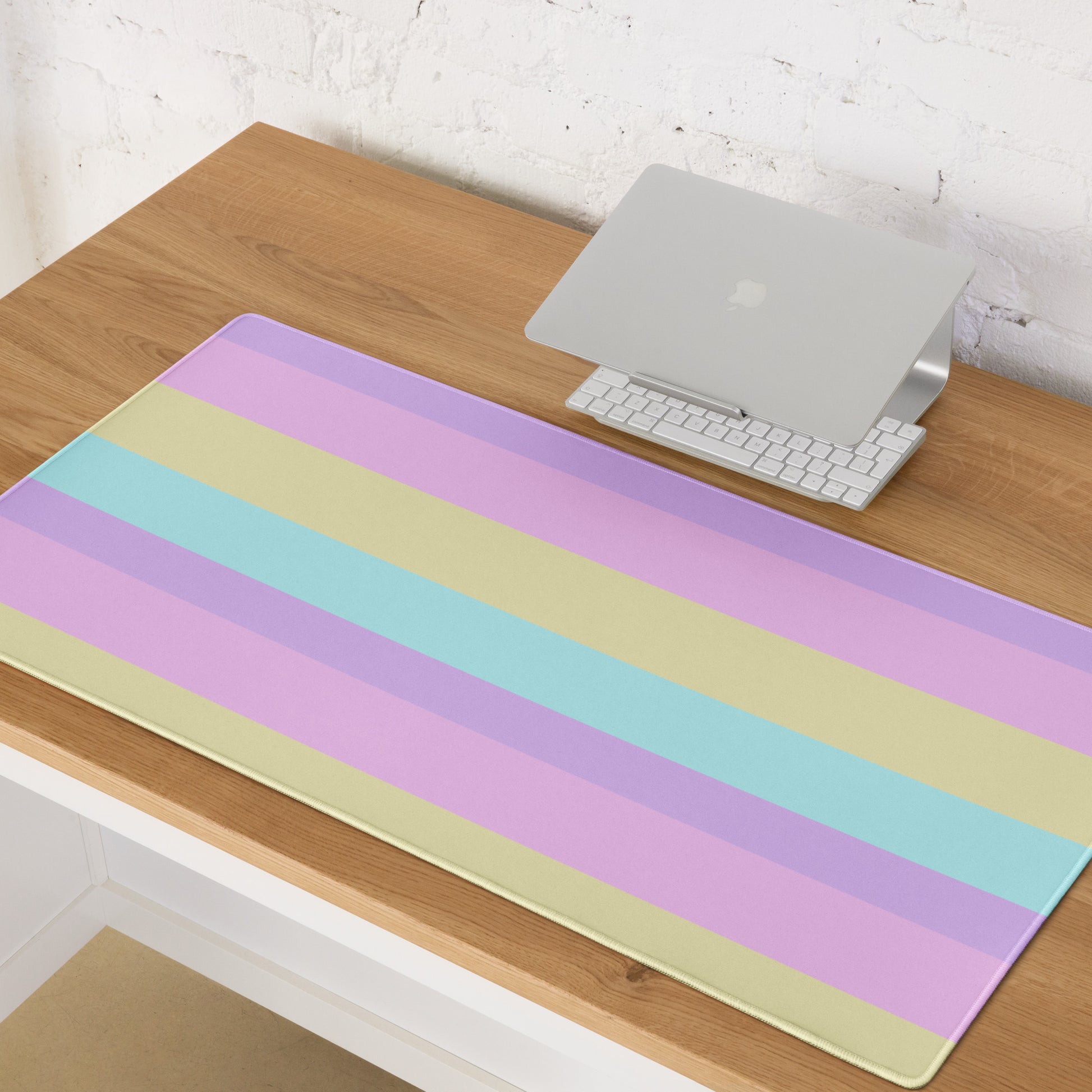 Kawaii cute Pastel Stripes Desk Mat Gaming Mouse Pad cutecore jojifuku fairy kei yume kawaii harajuku style jfashion color block colorful  