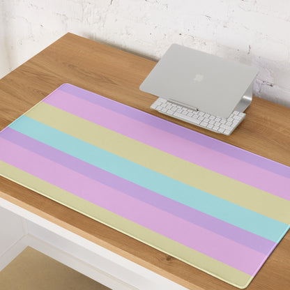 Kawaii cute Pastel Stripes Desk Mat Gaming Mouse Pad cutecore jojifuku fairy kei yume kawaii harajuku style jfashion color block colorful  