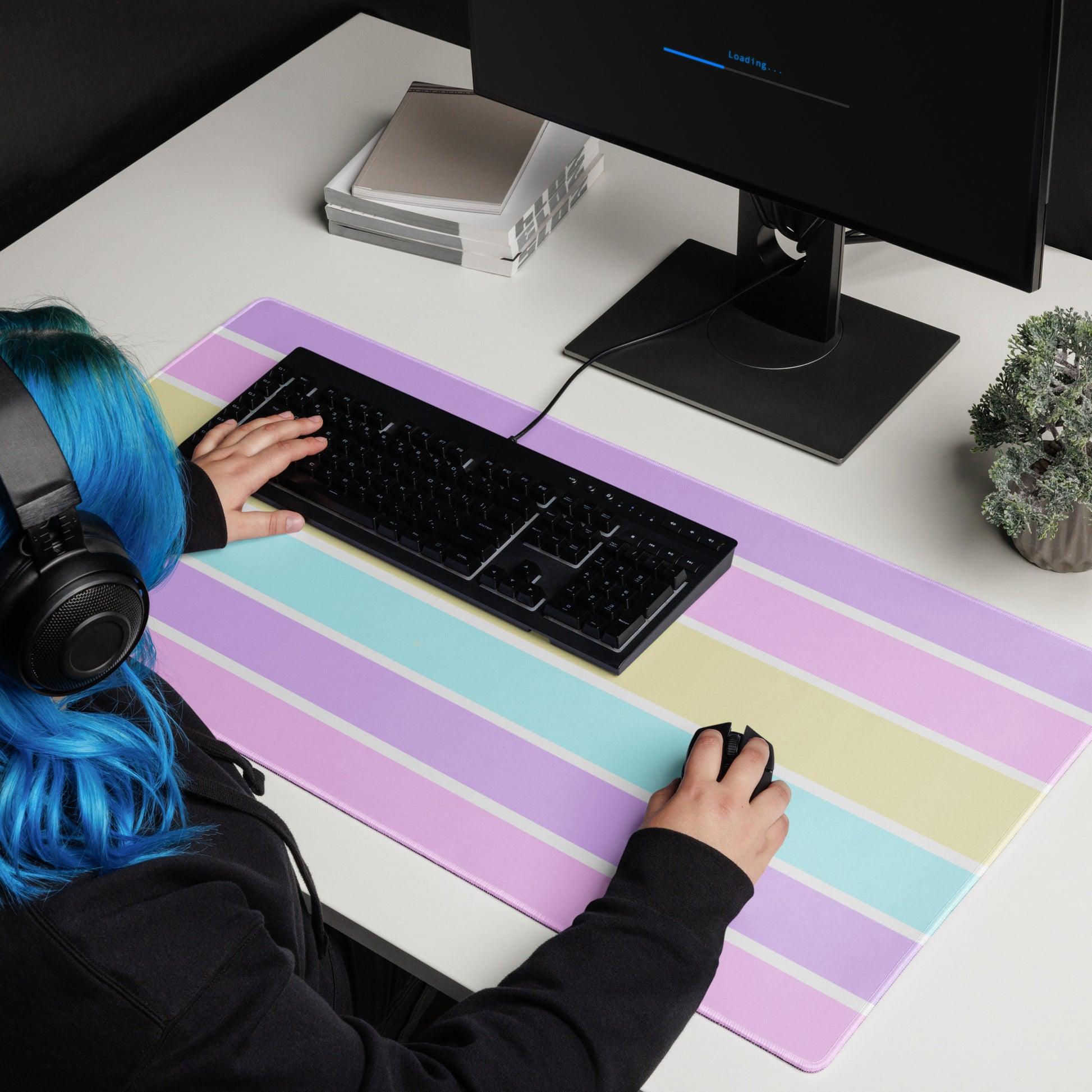 Kawaii cute Pastel Stripes Desk Mat Gaming Mouse Pad cutecore jojifuku fairy kei yume kawaii harajuku style jfashion