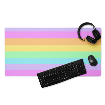 Fruity Rainbow Desk Mat Gaming Mouse Pad Stripes colorful kawaii cute cutcore fairy kei decora kei harajuku jfashion yumekawaii jojifuku