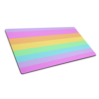 Fruity Rainbow Desk Mat Gaming Mouse Pad Stripes colorful kawaii cute cutcore fairy kei decora kei harajuku jfashion yumekawaii jojifuku
