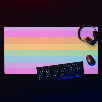 Fruity Rainbow Desk Mat Gaming Mouse Pad Stripes colorful kawaii cute cutcore fairy kei decora kei harajuku jfashion yumekawaii jojifuku