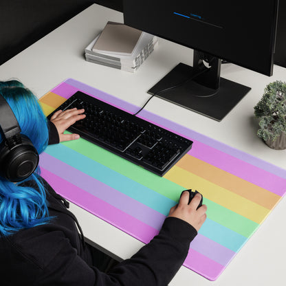 Fruity Rainbow Desk Mat Gaming Mouse Pad Stripes colorful kawaii cute cutcore fairy kei decora kei harajuku jfashion yumekawaii jojifuku