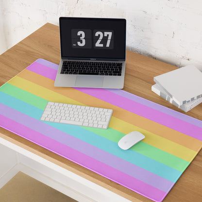Fruity Rainbow Desk Mat Gaming Mouse Pad Stripes colorful kawaii cute cutcore fairy kei decora kei harajuku jfashion yumekawaii jojifuku