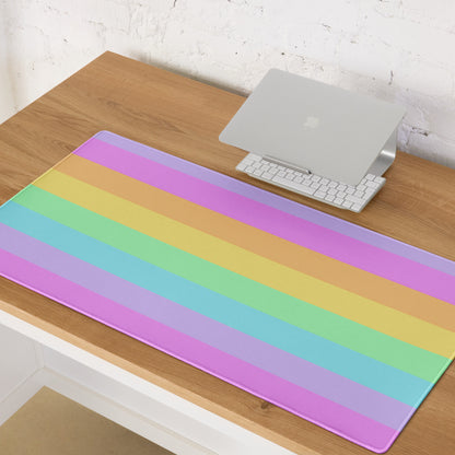Fruity Rainbow Desk Mat Gaming Mouse Pad Stripes colorful kawaii cute cutcore fairy kei decora kei harajuku jfashion yumekawaii jojifuku