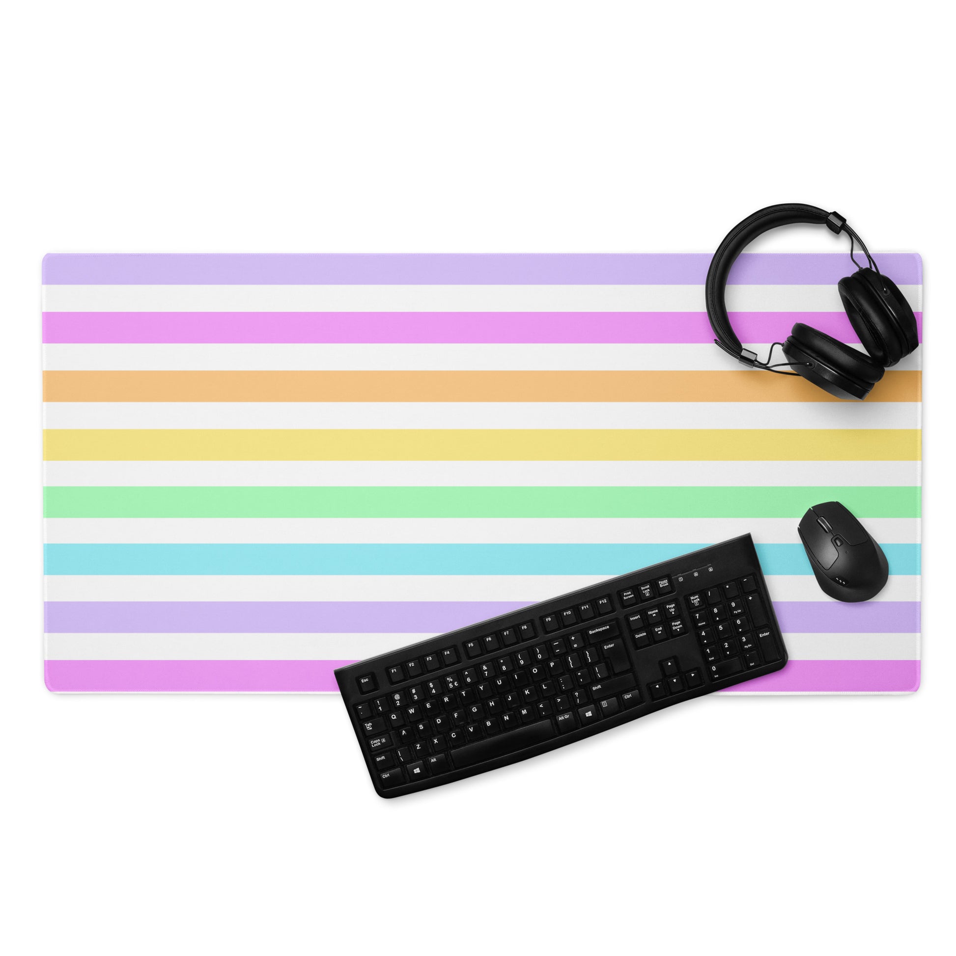 Fruity Rainbow Desk Mat Gaming Mouse Pad Stripes colorful kawaii cute 