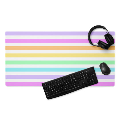 Fruity Rainbow Desk Mat Gaming Mouse Pad Stripes colorful kawaii cute 