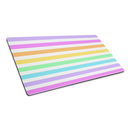 Fruity Rainbow Desk Mat Gaming Mouse Pad Stripes colorful kawaii cute 