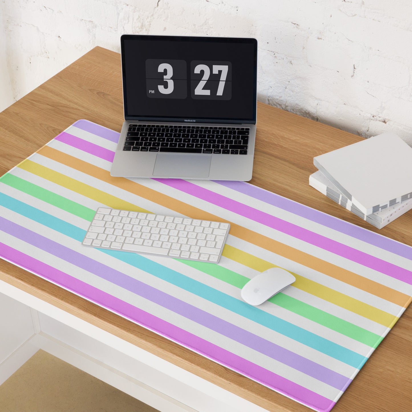 Fruity Rainbow Desk Mat Gaming Mouse Pad Stripes colorful kawaii cute 