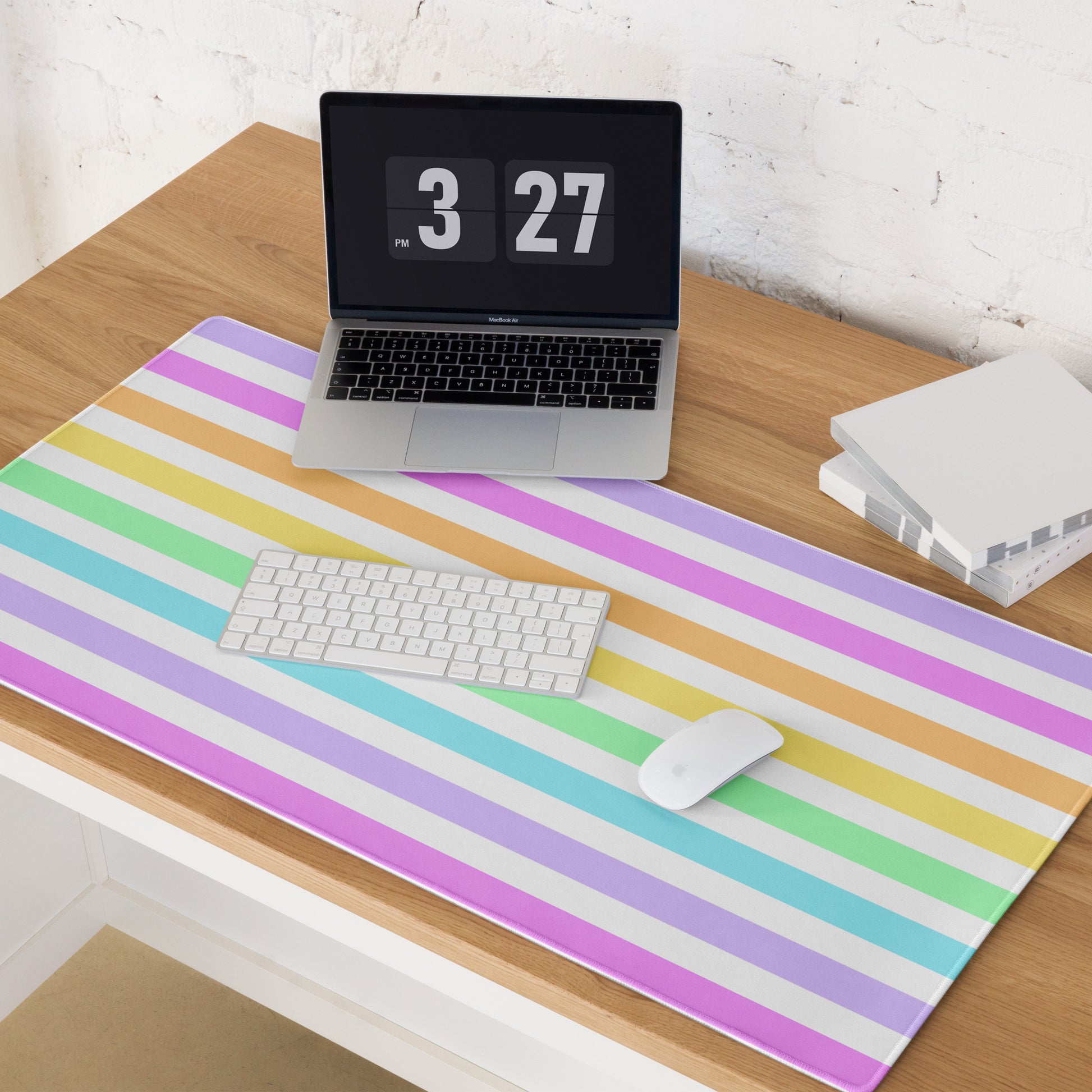 Fruity Rainbow Desk Mat Gaming Mouse Pad Stripes colorful kawaii cute 