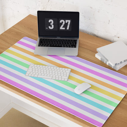 Fruity Rainbow Desk Mat Gaming Mouse Pad Stripes colorful kawaii cute 