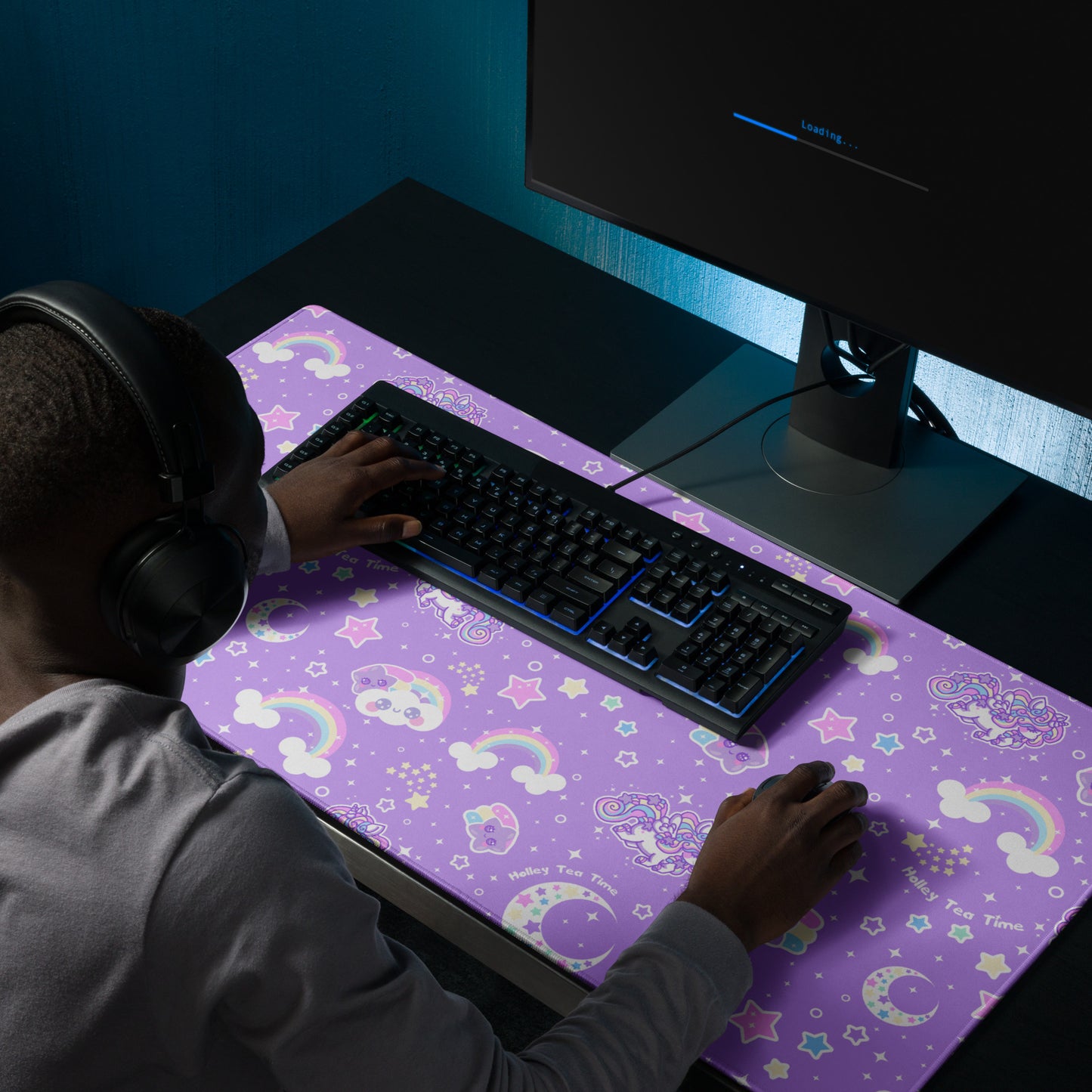 Rainbow Stardust Unicorn Friends Desk Mat Gaming Mouse Pad