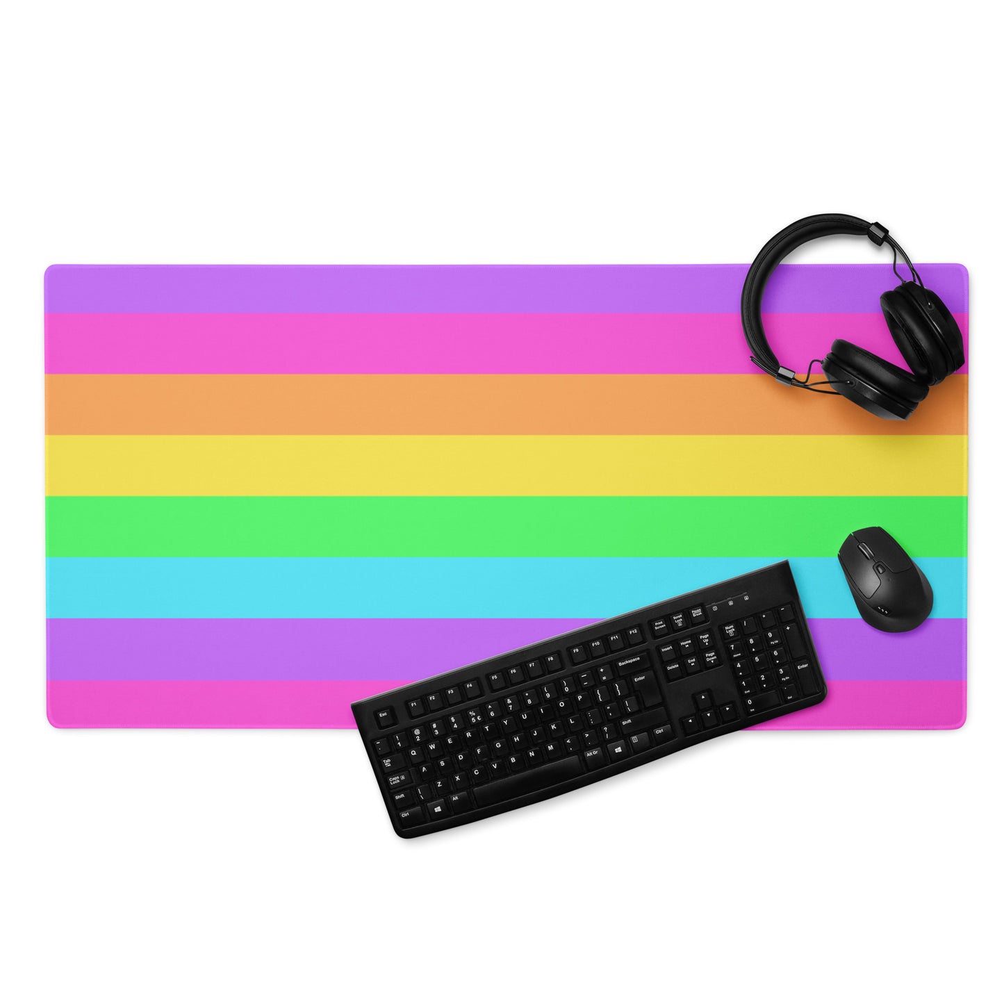 Rainbow Wonderland Desk Mat Gaming Mouse Pad (Color Block Stripes)