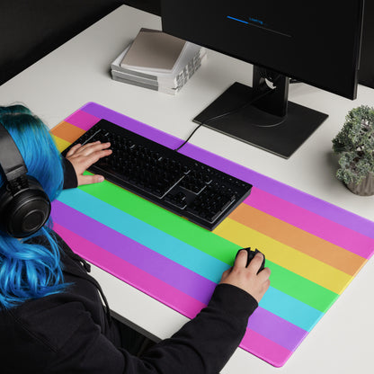 Rainbow Wonderland Desk Mat Gaming Mouse Pad (Color Block Stripes)