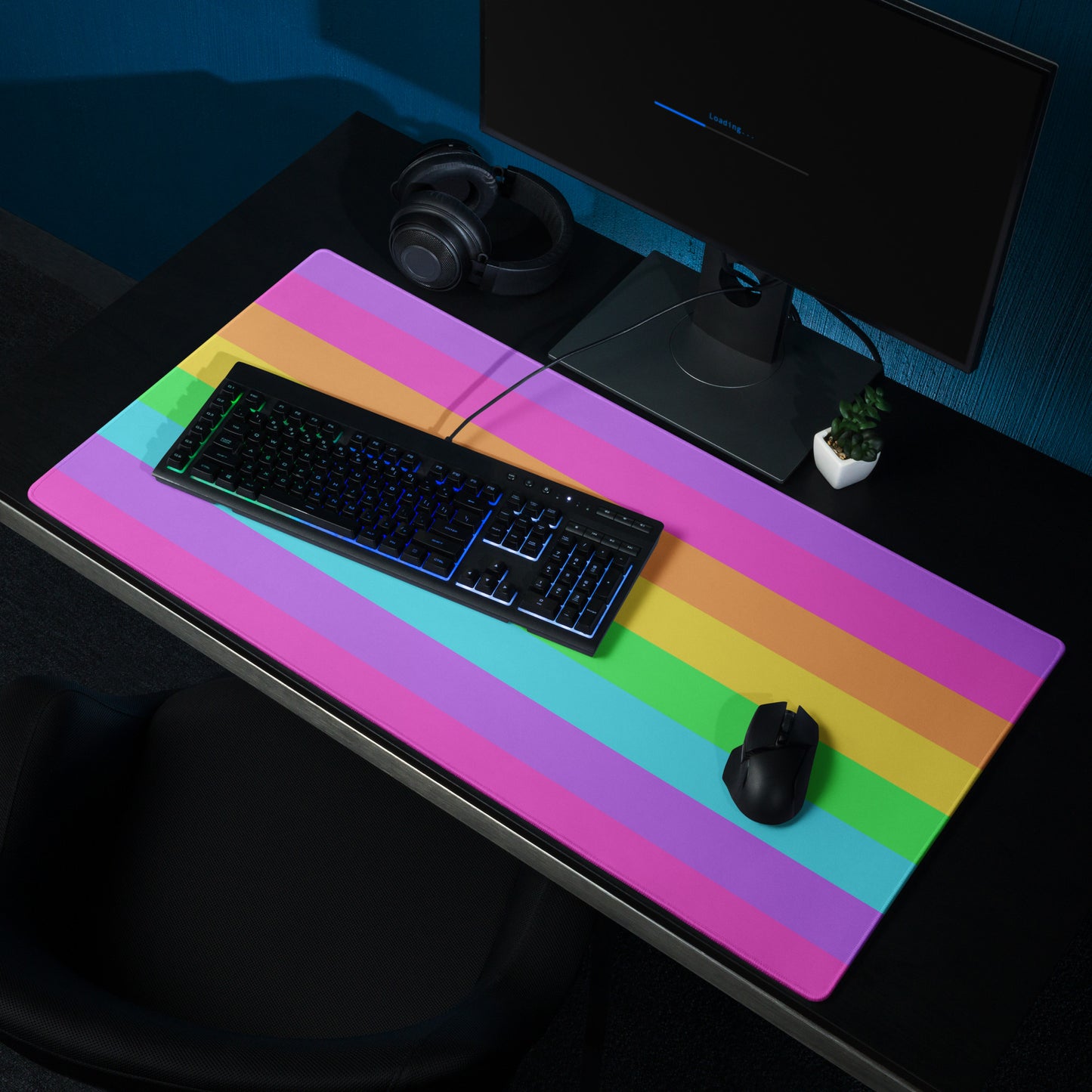 Rainbow Wonderland Desk Mat Gaming Mouse Pad (Color Block Stripes)