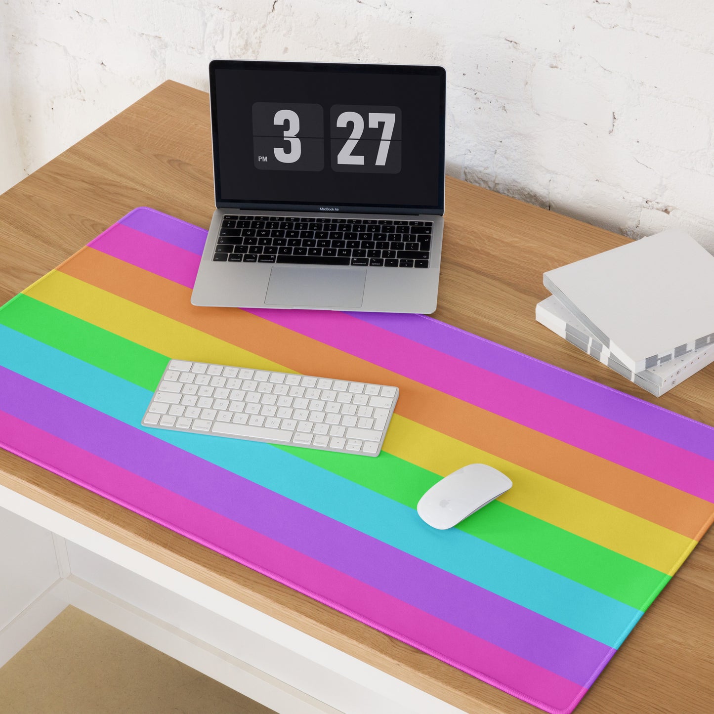 Rainbow Wonderland Desk Mat Gaming Mouse Pad (Color Block Stripes)