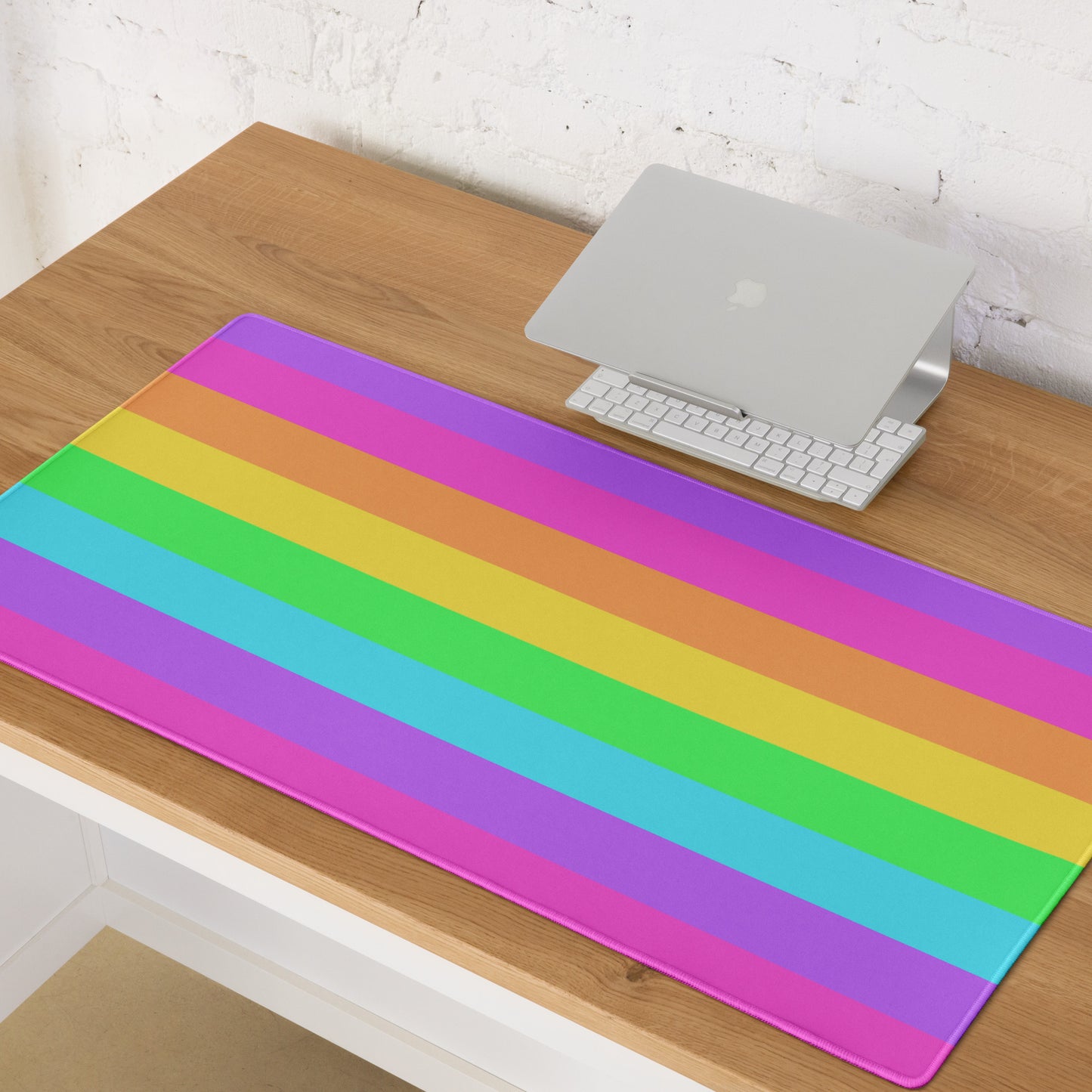 Rainbow Wonderland Desk Mat Gaming Mouse Pad (Color Block Stripes)