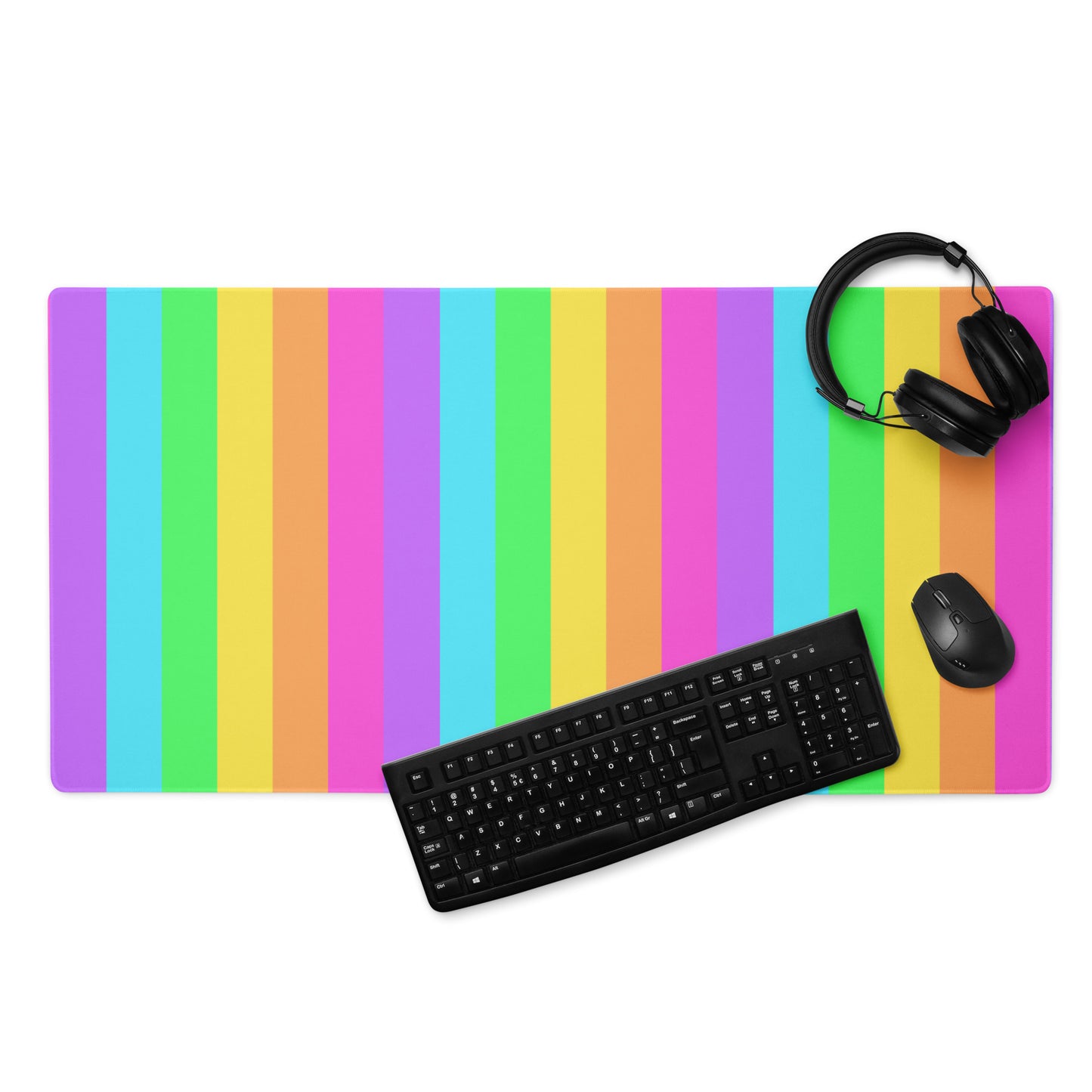 Rainbow Wonderland Desk Mat Gaming Mouse Pad (Color Block Stripes)