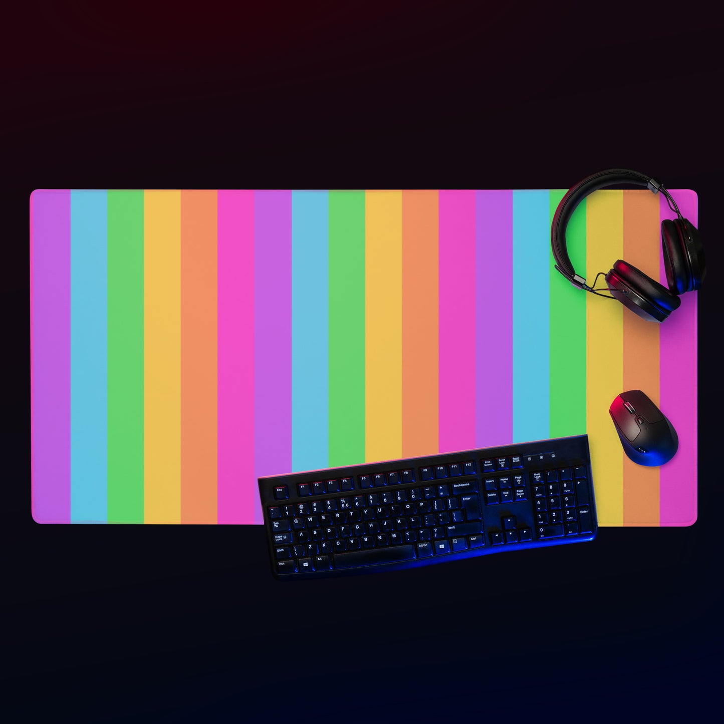 Rainbow Wonderland Desk Mat Gaming Mouse Pad (Color Block Stripes)