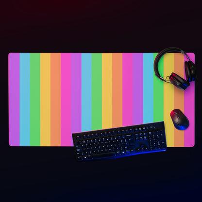 Rainbow Wonderland Desk Mat Gaming Mouse Pad (Color Block Stripes)