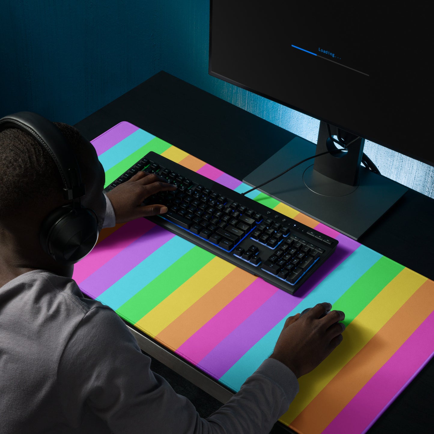 Rainbow Wonderland Desk Mat Gaming Mouse Pad (Color Block Stripes)