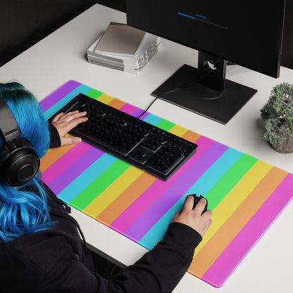 Rainbow Wonderland Desk Mat Gaming Mouse Pad (Color Block Stripes)